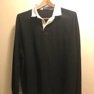 POLO RALPH LAUREN pinstripe rugby long sleeve polo t-shirt